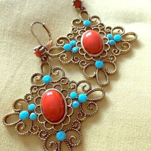 Turquoise & orange earrings